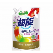 【美妝一號商城】超能洗衣液植翠低泡1kg包郵袋裝鮮艷亮麗清新花香